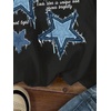image:imageRoseSeek Womens Star Graphic Letter Print Tee Tops Casual Crewneck Short Sleeve T ShirtBlack and Blue