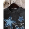 image:imageRoseSeek Womens Star Graphic Letter Print Tee Tops Casual Crewneck Short Sleeve T ShirtDark Grey