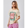 image:imageRoseSeek Womens Star Graphic Letter Print Tee Tops Casual Crewneck Short Sleeve T ShirtKhaki