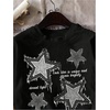 image:imageRoseSeek Womens Star Graphic Letter Print Tee Tops Casual Crewneck Short Sleeve T ShirtStar Print Black