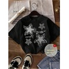 image:imageRoseSeek Womens Star Graphic Letter Print Tee Tops Casual Crewneck Short Sleeve T ShirtStar Print Black
