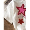 image:imageRoseSeek Womens Star Graphic Letter Print Tee Tops Casual Crewneck Short Sleeve T ShirtStar White Red