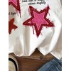 image:imageRoseSeek Womens Star Graphic Letter Print Tee Tops Casual Crewneck Short Sleeve T ShirtStar White Red