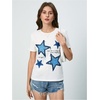 image:imageRoseSeek Womens Star Graphic Letter Print Tee Tops Casual Crewneck Short Sleeve T ShirtWhite