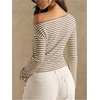 image:imageRoseSeek Womens Striped Off The Shoulder Tops Long Sleeve Fitted Cropped Tshirts Elegant Going Out OutfitsMulticolor