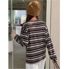 image:imageRoseSeek Womens Trendy Striped Long Sleeve T Shirts Casual Color Block Crew Neck Drop Shoulder Streetwear 2025 Fall TopsBurgundy Striped