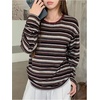 image:imageRoseSeek Womens Trendy Striped Long Sleeve T Shirts Casual Color Block Crew Neck Drop Shoulder Streetwear 2025 Fall TopsBurgundy Striped