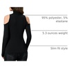 image:imageRoseSeek Womens Turtleneck Cut Out Cold Shoulder Tops Tee Long Sleeve Slim Fit Casual Basic T ShirtBlack