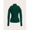 image:imageRoseSeek Womens Turtleneck Cut Out Cold Shoulder Tops Tee Long Sleeve Slim Fit Casual Basic T ShirtDark Deep Green
