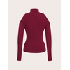 image:imageRoseSeek Womens Turtleneck Cut Out Cold Shoulder Tops Tee Long Sleeve Slim Fit Casual Basic T ShirtDark Red