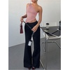 image:imageRoseSeek Womens Twist One Shoulder Tank Top Sleeveless Asymmetrical Hem Fitted Crop TopsDusty Pink