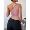image:imageRoseSeek Womens Twist One Shoulder Tank Top Sleeveless Asymmetrical Hem Fitted Crop TopsDusty Pink
