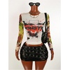 image:imageRoseSeek Womens Y2K Mesh Tops Letter Graphic T Shirt Long Sleeve Crew Neck Tee Party Going Out TopsMulticolor