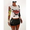 image:imageRoseSeek Womens Y2K Mesh Tops Letter Graphic T Shirt Long Sleeve Crew Neck Tee Party Going Out TopsMulticolor