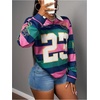 image:imageRoseSeek Womens Y2K Striped Long Sleeve Golf Shirts Star Letter Print Loose Fit Shirt StreetwearMulticolor Striped