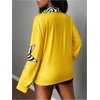 image:imageRoseSeek Womens Y2K Striped Long Sleeve Golf Shirts Star Letter Print Loose Fit Shirt StreetwearMustard Yellow