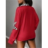 image:imageRoseSeek Womens Y2K Striped Long Sleeve Golf Shirts Star Letter Print Loose Fit Shirt StreetwearRed