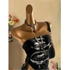 image:imageRoseSeek Womens Y2k Gothic Strapless Tube Tops Grunge 2000s Sleeveless Bandeau Drawstring Side Going Out TopsMulticolored Black
