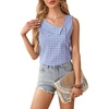 image:imageRoseSeek Womens Button Asymmetrical V Neck Striped Print Blouses Casual Sleeveless Tank Top Summer Shirt TopsBlue With White