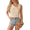 image:imageRoseSeek Womens Button Asymmetrical V Neck Striped Print Blouses Casual Sleeveless Tank Top Summer Shirt TopsYellow