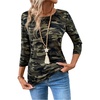 image:imageRoseSeek Womens Camo T Shirts Crew Neck 34 Sleeve Fitted Top Casual Fall Tee TopsGreen
