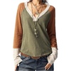 image:imageRoseSeek Womens Color Block Patchwork Top V Neck Long Sleeve T Shirts Boho Fall TopsMulticolor