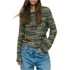 image:imageRoseSeek Womens Colorful Knit Sweater Crew Neck Long Sleeve Pullover Sweaters Fall TopsGreen