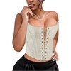 image:imageRoseSeek Womens Cropped Leopard Cheetah Corset Tops Sexy Lace Up Tube Bustier Overbust Top Y2k Cowgirls OutfitsApricot