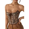 image:imageRoseSeek Womens Cropped Leopard Cheetah Corset Tops Sexy Lace Up Tube Bustier Overbust Top Y2k Cowgirls OutfitsBrown