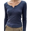 image:imageRoseSeek Womens Heart Embroidered Tops Color Block Crew Neck Long Sleeve T Shirts Crop TopsBlue