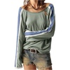 image:imageRoseSeek Womens Off The Shoulder Color Block Tee Tops Long Sleeve Loose Casual Fall T ShirtsGreen and Blue