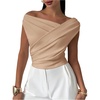 image:imageRoseSeek Womens Off The Shoulder Wrap Tank Top Sleeveless Tight Elegant Formal Party Going Out TopsKhaki