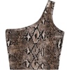image:imageRoseSeek Womens One Shoulder Snakeskin Graphic Crop Top Animal Print Sleeveless Summer Tank TopsMulticolor