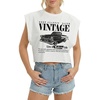 image:imageRoseSeek Womens Plus Size Letter Car Graphic Tees Short Sleeve Crew Neck Crop Tops Summer T ShirtStandard White