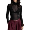 image:imageRoseSeek Womens Sheer Mesh Tops Turtle Neck Long Sleeve T Shirts Slim Fit Tops Fall OutfitsBlack