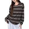 image:imageRoseSeek Womens Trendy Striped Long Sleeve T Shirts Casual Color Block Crew Neck Drop Shoulder Streetwear 2025 Fall TopsBurgundy Striped