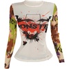 image:imageRoseSeek Womens Y2K Mesh Tops Letter Graphic T Shirt Long Sleeve Crew Neck Tee Party Going Out TopsMulticolor