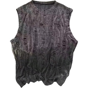image:imageRoseSeek Mens Distressed Ripped Tank Top Crewneck Sleeveless Tank Tops Summer Clothes StreetwearGrey