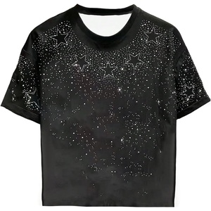 image:imageRoseSeek Mens Glitter Star Rhinestone Print T Shirt Short Sleeve Crew Neck Graphic Tees Y2K TopsBlack