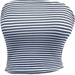 image:imageRoseSeek Womens Graphic Tube Top Letter Fruit Strapless Bandeau Y2K Going Out Summer Crop Tops StreetwearStriped Blue