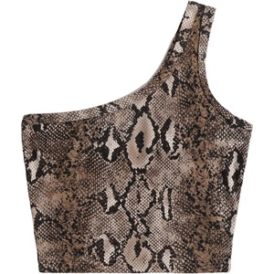 image:imageRoseSeek Womens One Shoulder Snakeskin Graphic Crop Top Animal Print Sleeveless Summer Tank TopsMulticolor