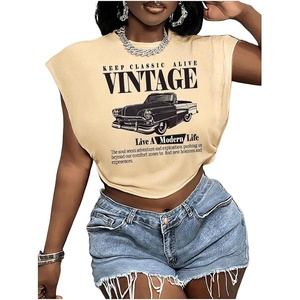image:imageRoseSeek Womens Plus Size Letter Car Graphic Tees Short Sleeve Crew Neck Crop Tops Summer T ShirtKhaki