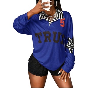 image:imageRoseSeek Womens Y2K Striped Long Sleeve Golf Shirts Star Letter Print Loose Fit Shirt StreetwearBlue