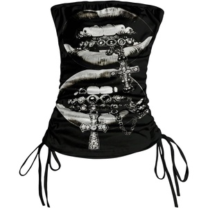 image:imageRoseSeek Womens Y2k Gothic Strapless Tube Tops Grunge 2000s Sleeveless Bandeau Drawstring Side Going Out TopsMulticolored Black