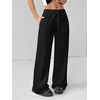image:imageRoseSeek Womens Drawstring Wide Leg SweatpantsBlack