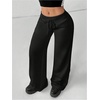 image:imageRoseSeek Womens Drawstring Wide Leg SweatpantsBlack