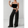 image:imageRoseSeek Womens Drawstring Wide Leg SweatpantsBlack