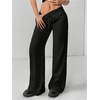 image:imageRoseSeek Womens Drawstring Wide Leg SweatpantsBlack