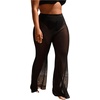 image:imageWomens Plus Size Beach Pants Sheer Mesh Swimsuit Coverup High Waisted Bikini Cover Up BottomsBlack