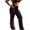 image:imageWomens Plus Size Beach Pants Sheer Mesh Swimsuit Coverup High Waisted Bikini Cover Up BottomsBlack